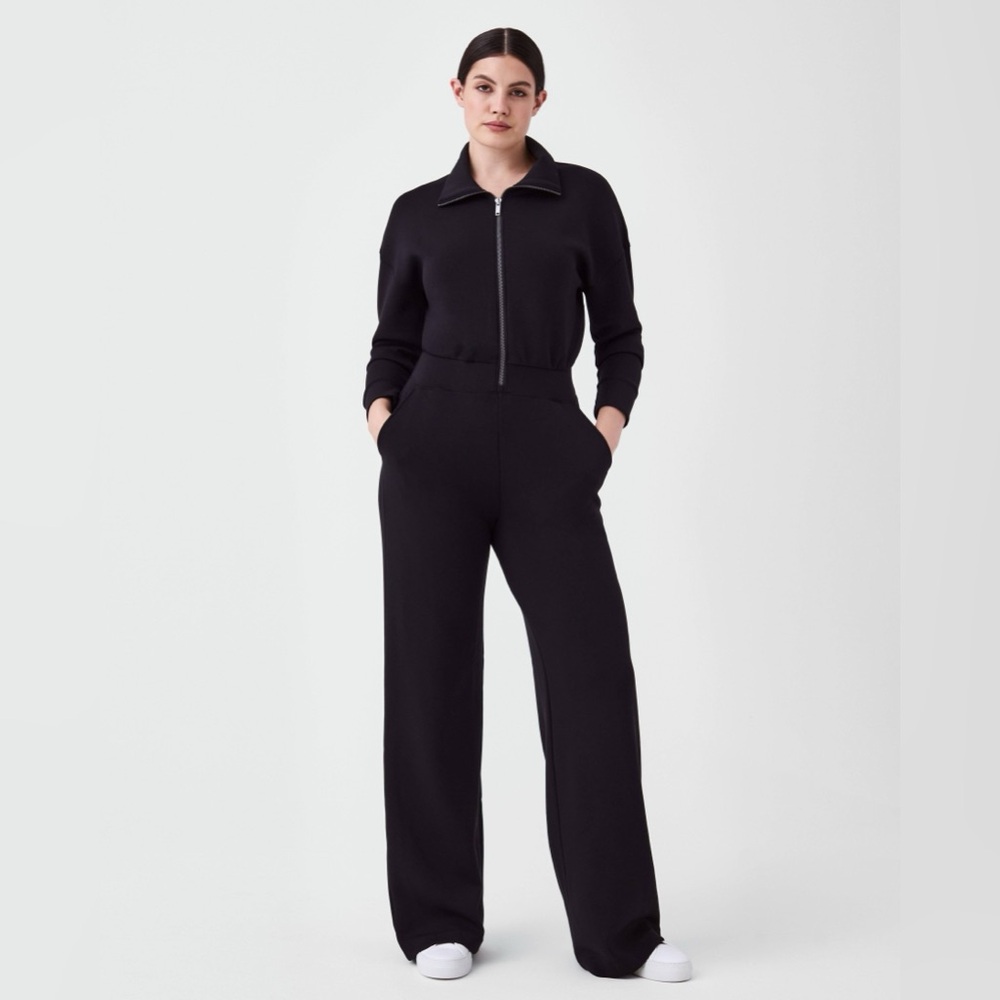 SPANX Black Long Sleeve Zip Jumpsuit
